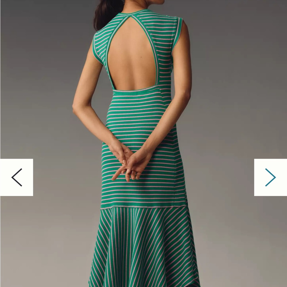 Anthropologie Daily Practice Open Back Stripe Midi Dress